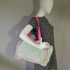Le Voyage en Panier Coloraba Tote Bag Woven Cotton Pink Green