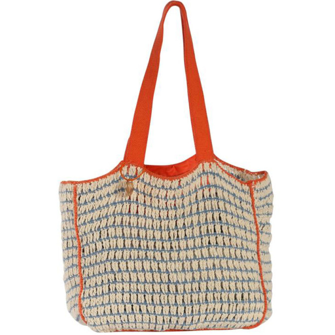 Le Voyage en Panier Coloraba Tote Bag Woven Cotton Orange Blue