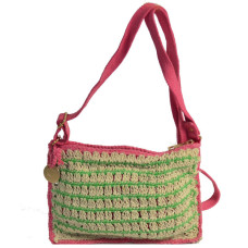 Le Voyage en Panier Colorette Sac Trotteur Coton Tissé Rose Vert face
