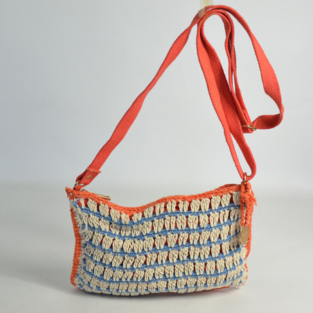 Le Voyage en Panier Colette Sac Trotteur Coton Tissé Orange Bleu face