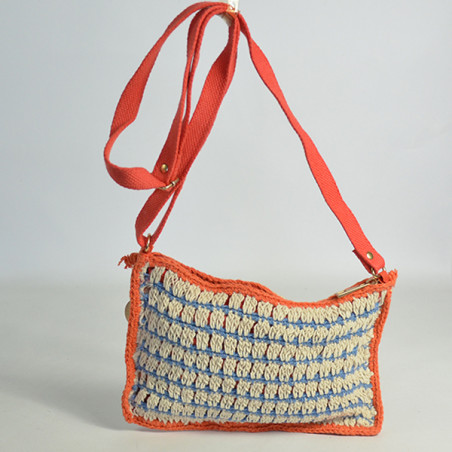 Le Voyage en Panier Colette Sac Trotteur Coton Tissé Orange Bleu dos