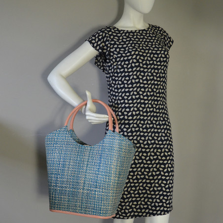 Le Voyage en Panier Pinup Cabas Rabane Turquoise porté