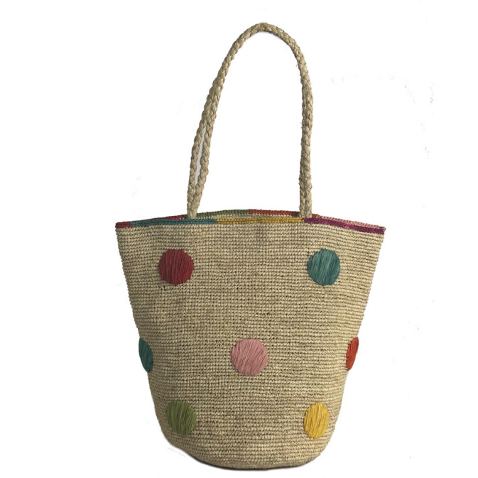 Sovani Elodie L Raffia Tote Bag Natural Multi