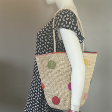 Sovani Elodie L Raffia Tote Bag Natural Multi