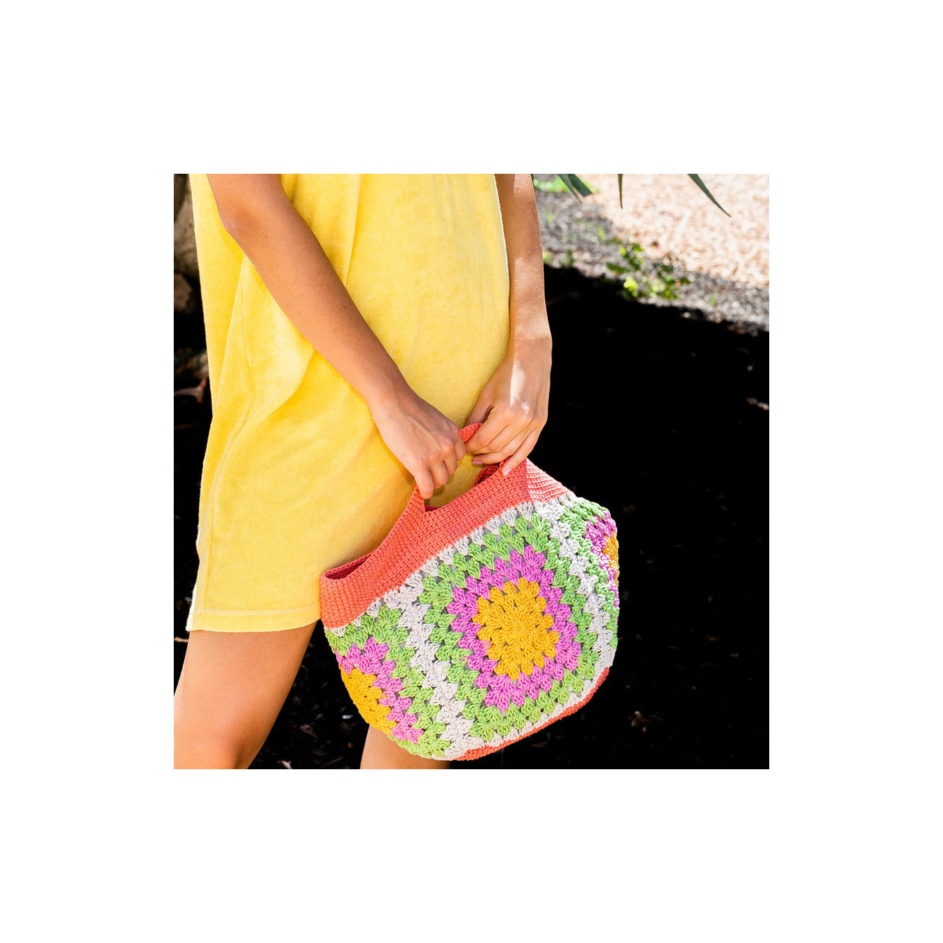 Pou Nou Cotton Crochet Handbag Multicolor