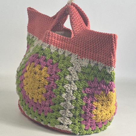 Pou Nou Cotton Crochet Handbag Multicolor