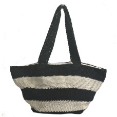 Pou Nou Cotton Crochet Shopping Bag in Raw Black Crochet