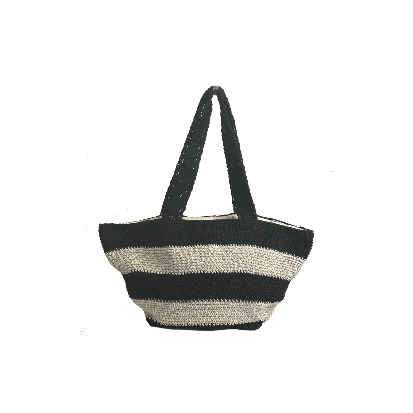 Pou Nou Cotton Crochet Shopping Bag in Raw Black Crochet