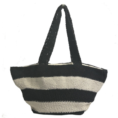 Pou Nou Cotton Crochet Shopping Bag in Raw Black Crochet