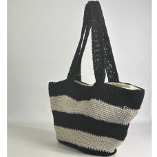 Pou Nou Cotton Crochet Shopping Bag in Raw Black Crochet