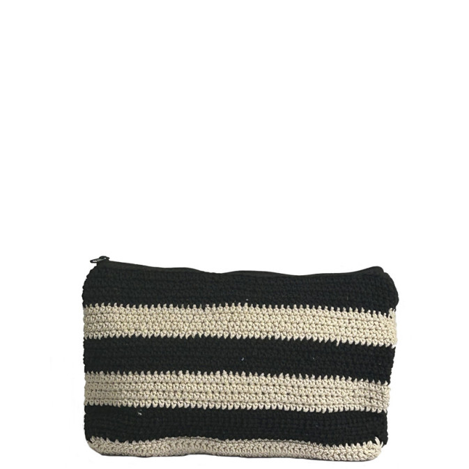 Pou Nou Cotton Crochet Makeup Bag in Black Crochet