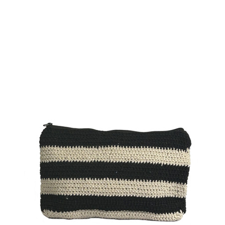 Pou Nou Cotton Crochet Makeup Bag in Black Crochet