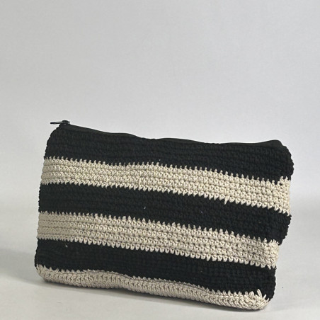 Pou Nou Cotton Crochet Makeup Bag in Black Crochet