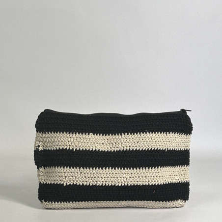 Pou Nou Cotton Crochet Makeup Bag in Black Crochet