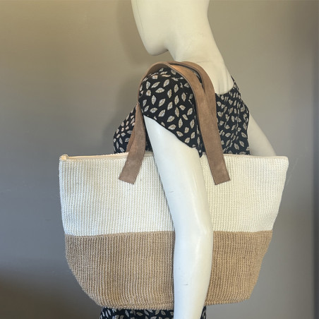 Pou Nou Ribbed Jute Shoulder Bag