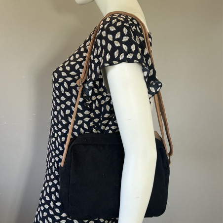 Pou Nou Soften Heavy Canvas Crossbody Bag Anthracite