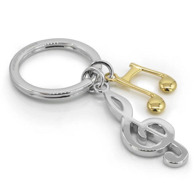 Metalmorphose 3D Treble Clef & Musical Note Keychain