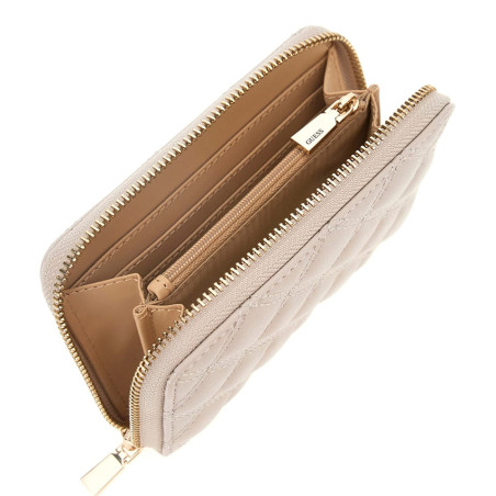 Guess Giully II Portefeuille Medium Zip Taupe ouvert