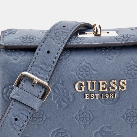 Guess Phoebe Mini Sac Bandoulière Logo 4G Pivoine SLG Bleu Ciel details