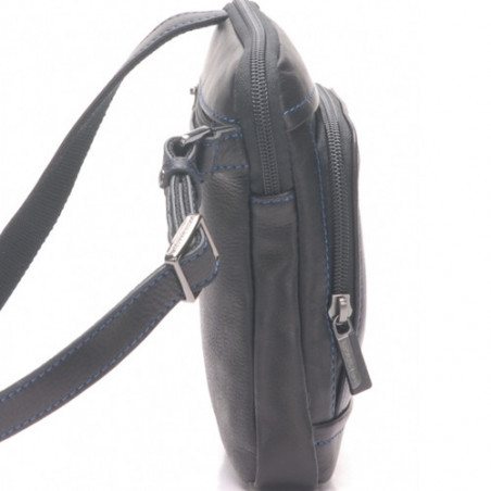 Arthur & Aston Chic & Casual Sac Porté travers Homme 1589-07 Noir fil Bleu  cote