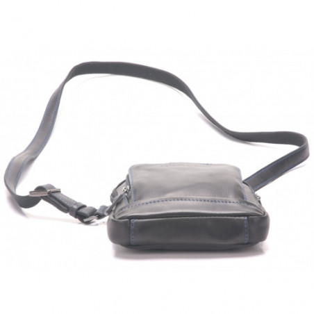 Arthur & Aston Chic & Casual Sac Porté travers Homme 1589-07 Noir fil Bleu sous
