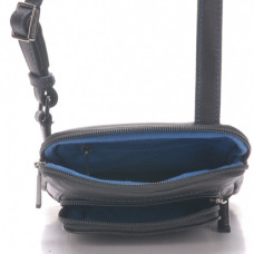 Arthur & Aston Chic & Casual Sac Porté travers Homme 1589-07 Noir fil Bleu  ouvert