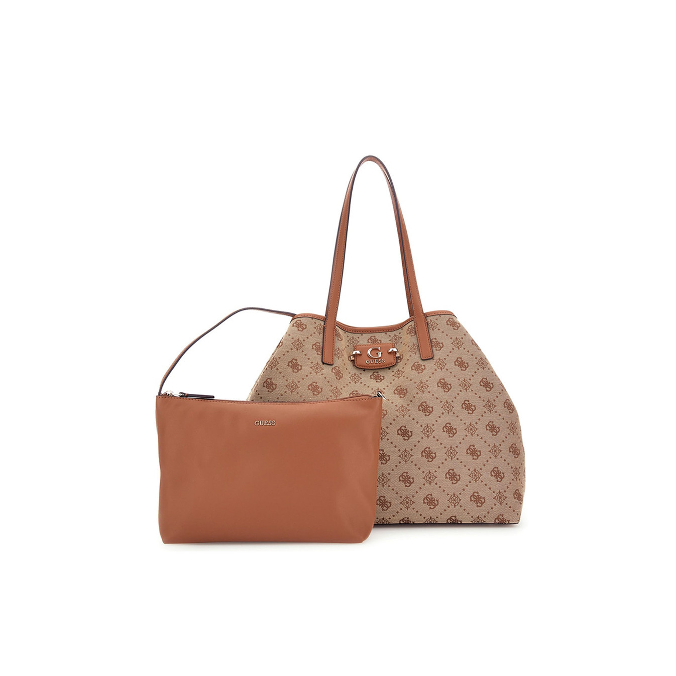 Guess Neda Sac Shopping et Pochette M 2 en 1 Latte Logo