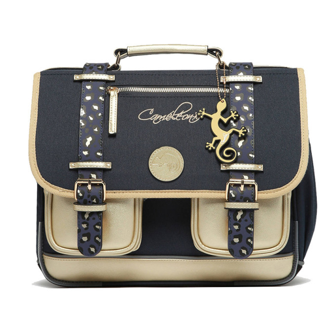 Caméléon Vintage Fantasy Girl Cartable 35cm Navy Léopard Gold