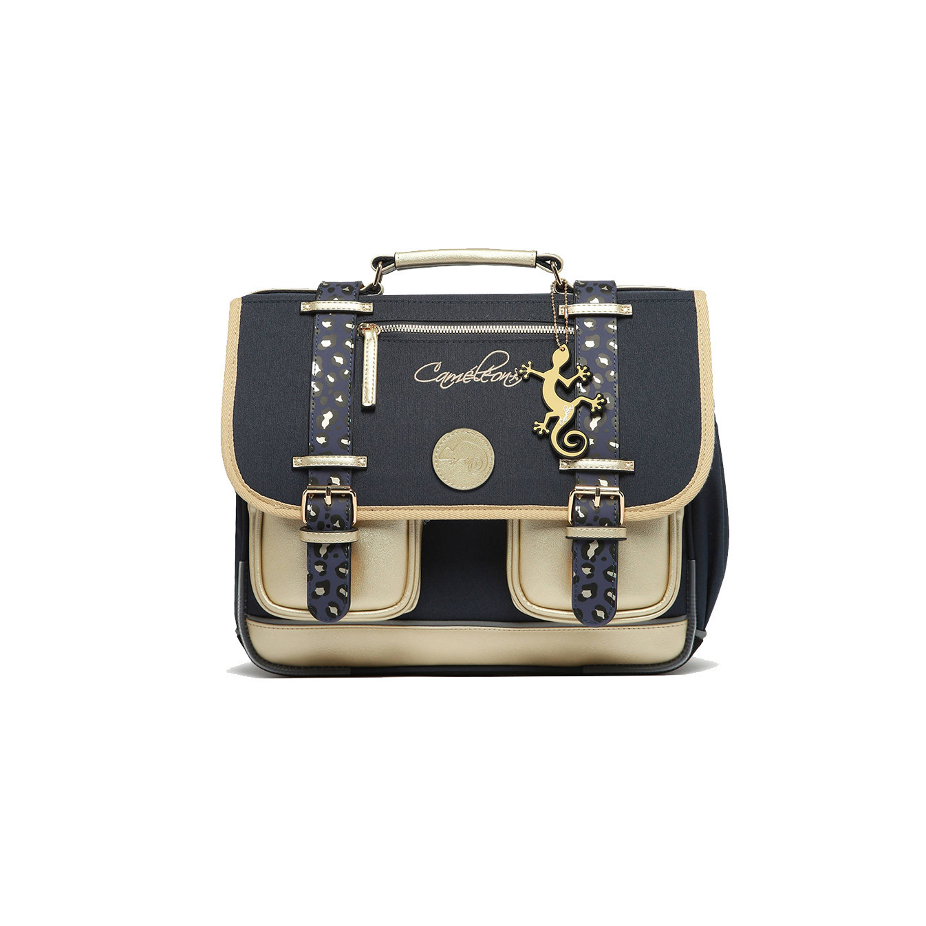 Caméléon Vintage Fantasy Girl Cartable 35cm Navy Léopard Gold