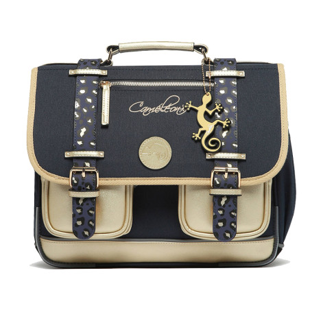 Caméléon Vintage Fantasy Girl School Bag 35cm Navy Leopard Gold