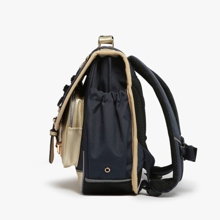 Caméléon Vintage Fantasy Girl Cartable 35cm Navy Léopard Gold profil