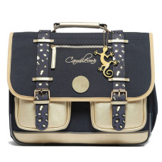 Caméléon Vintage Fantasy Girl School Bag 38cm Navy Gold Leopard