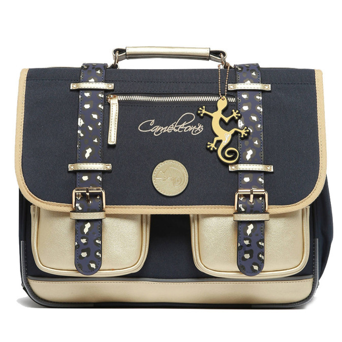 Caméléon Vintage Fantasy Girl Cartable 38cm Navy Gold Léopard