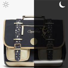 Caméléon Vintage Fantasy Girl School Bag 38cm Navy Gold Leopard