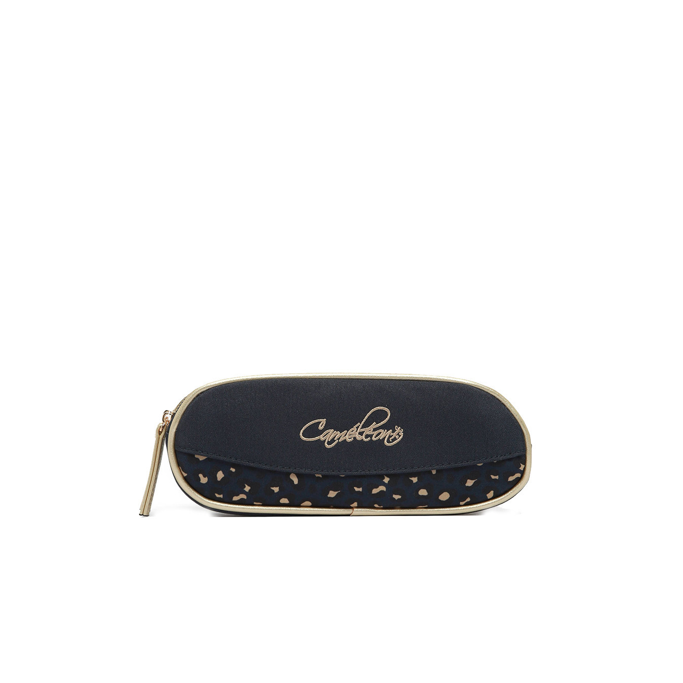 Chameleon Double Vintage Fantasy Navy Gold Leopard Pencil Case