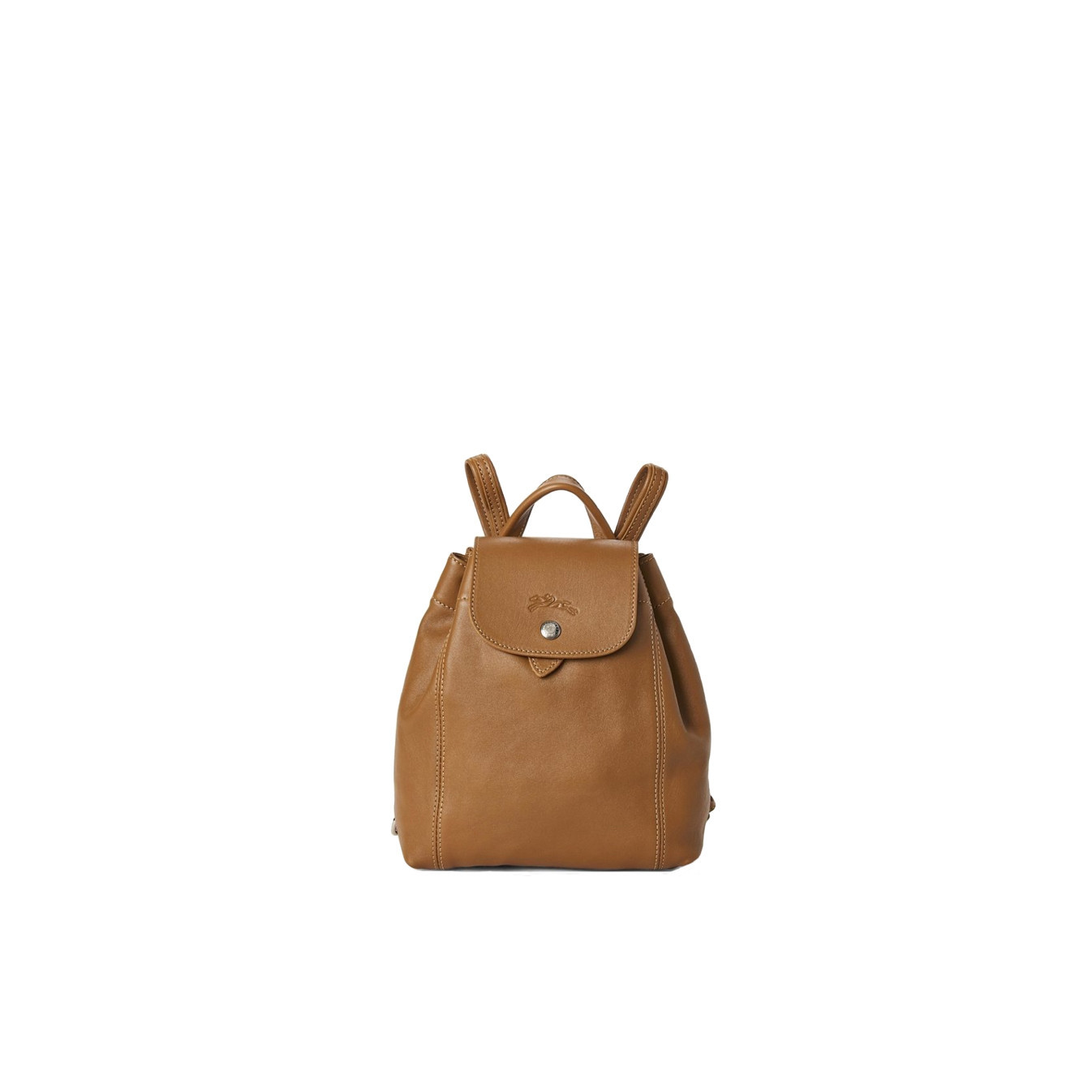 Longchamp Folding Leather Small Natural Backpack