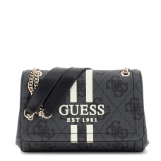 Guess Noelle II Tote Bag with Flap Logo 4G Coal Logo