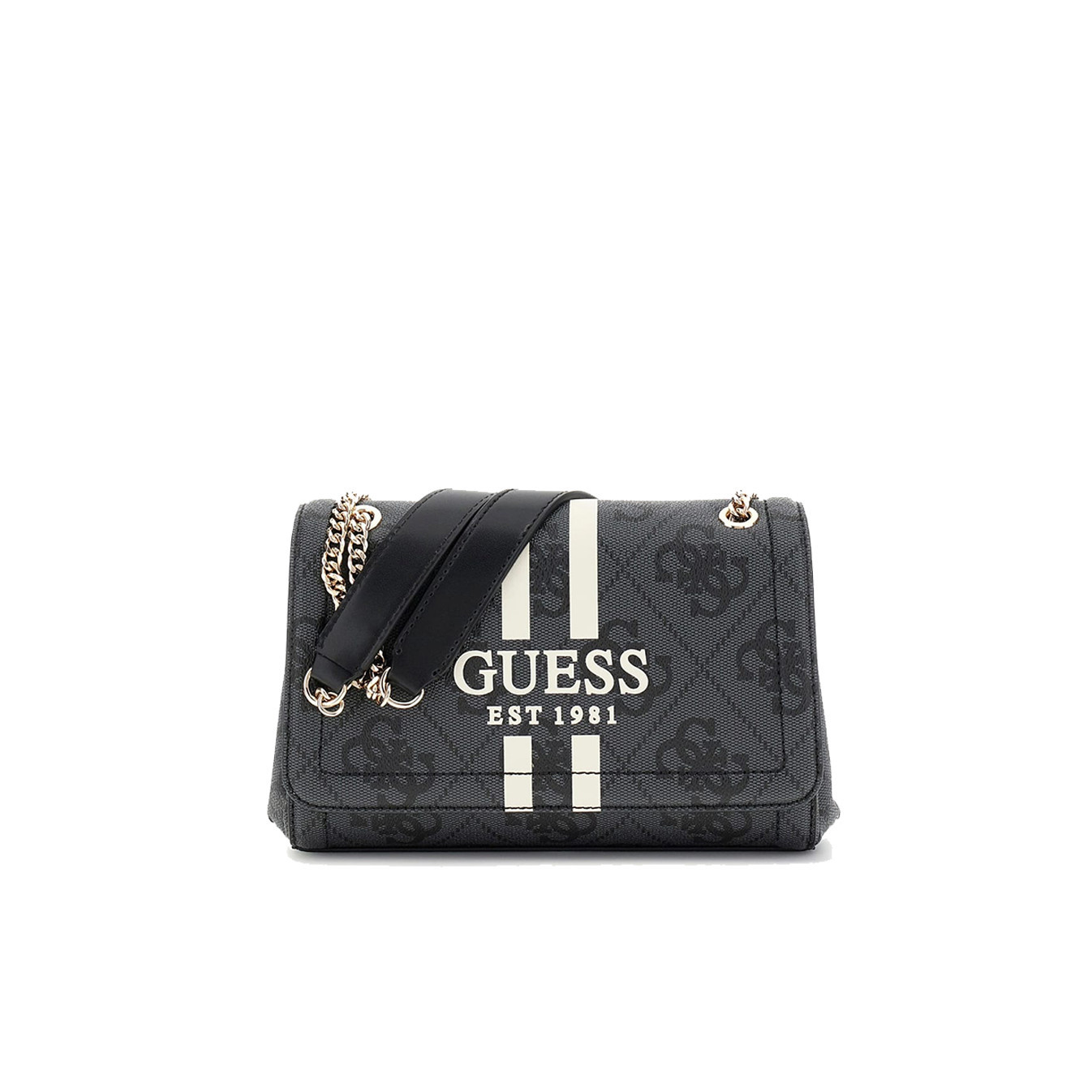 Guess Noelle II Tote Bag with Flap Logo 4G Coal Logo