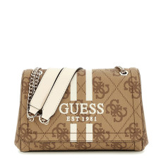 Guess Noelle II Tote Bag with Flap Logo 4G Latte Logo