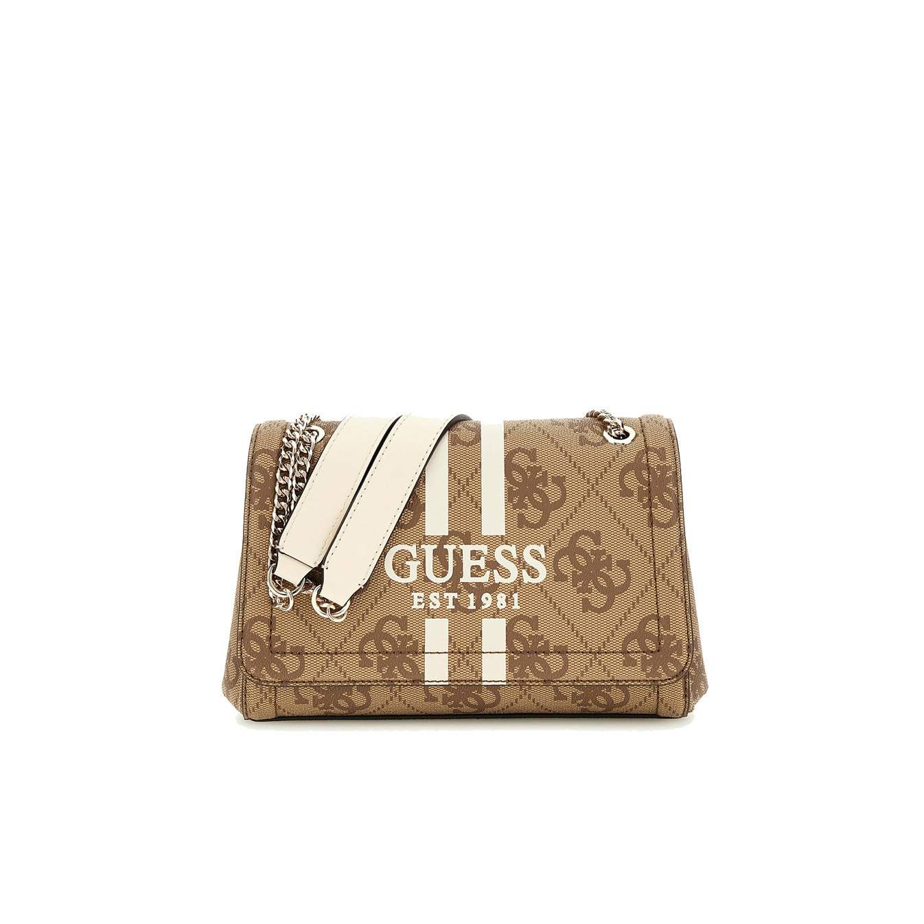 Guess Noelle II Tote Bag with Flap Logo 4G Latte Logo
