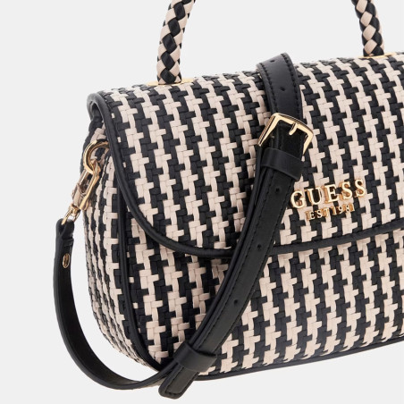 Guess Mirema Small Woven Handbag Black Multi