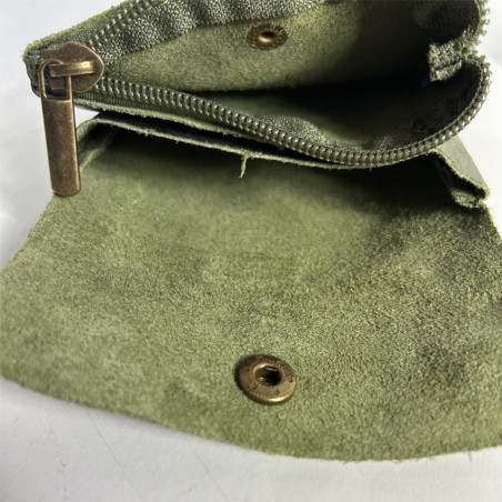 Farfouillette Compact Coin Purse Leather PM Olive