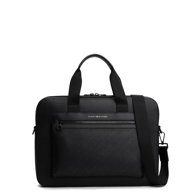 Tommy Hilfiger TH Monogram Laptop Satchel Bds Black