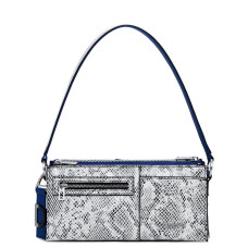 Desigual Delta Nova Convertible Python-Effect Clutch Bag Dark Blue