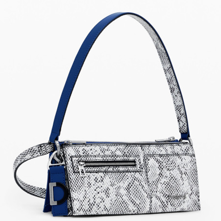 Desigual Delta Nova Convertible Python-Effect Clutch Bag Dark Blue