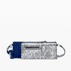Desigual Delta Nova Convertible Python-Effect Clutch Bag Dark Blue
