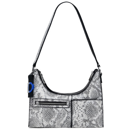 Desigual Delta Vega Small Shoulder Bag Removable Python Effect Black