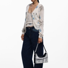 Desigual Delta Vega Small Shoulder Bag Removable Python Effect Black
