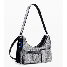 Desigual Delta Vega Small Shoulder Bag Removable Python Effect Black