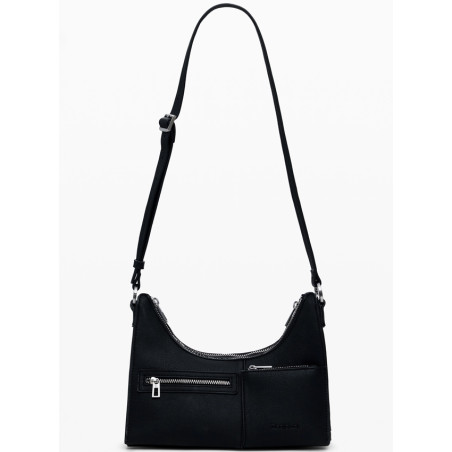 Desigual Delta Vega Small Shoulder Bag Removable Python Effect Black
